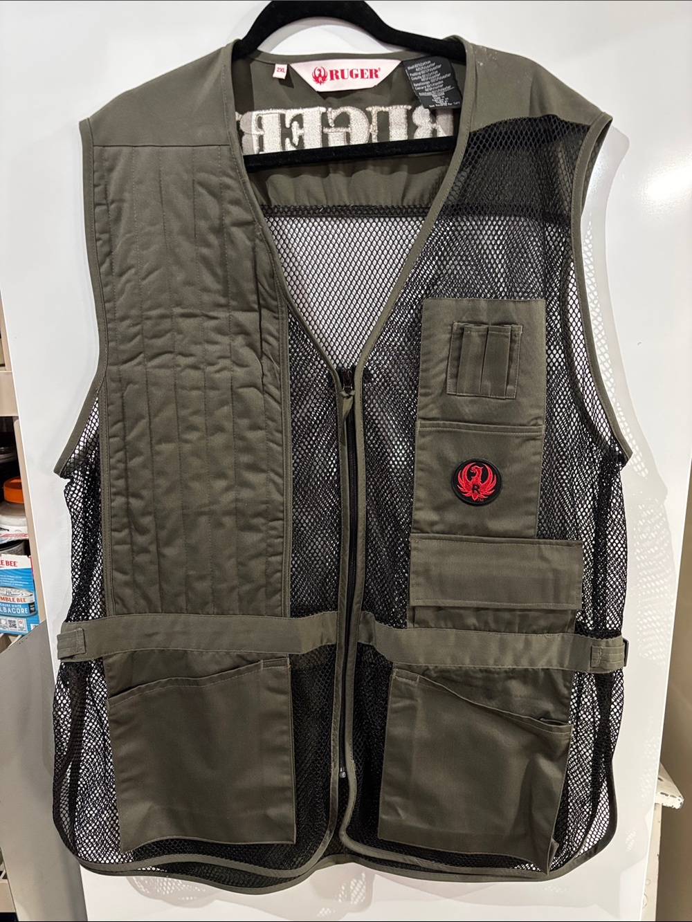 Ruger Olive hunting or clay shooting Mesh Utility Vest with Black Mesh 2XL